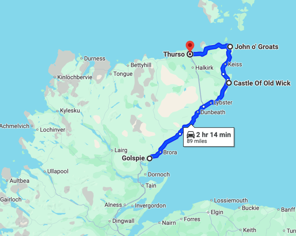 Golspie to Thurso Map